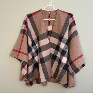 NEW Burberry cape iconic plaid‎ poncho 100% wool luxury